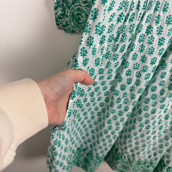 House of Pom Womens Floral Mini Dress in Green Sz XS Sheer Lightweight Boho - Picture 5 of 13